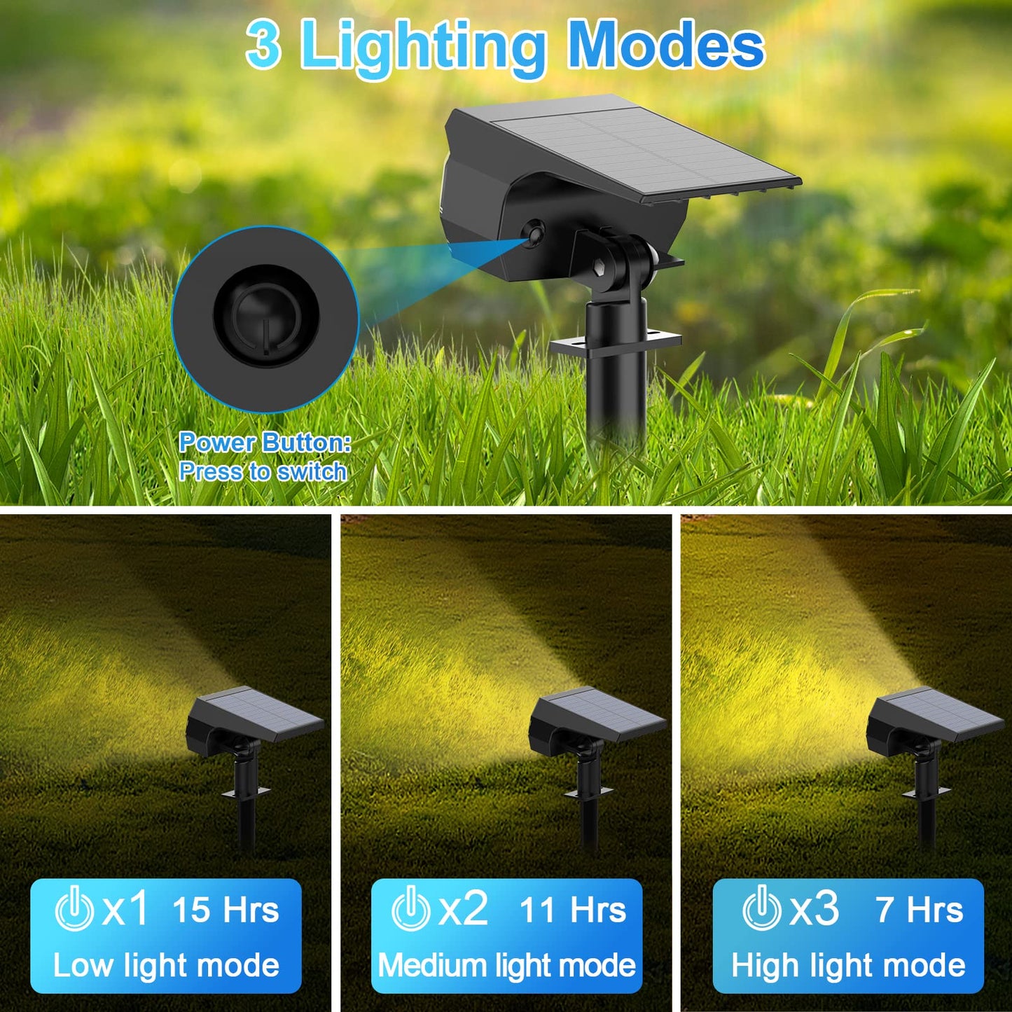 MinPea Solar Spot Lights Outdoor, [57 LED/10 Pack] Solar Lights Outdoor IP65 Waterproof, 3 Modes Solar Powered Landscape Spotlights for Garden Yard Outside Patio Pathway Pool(Warm White)