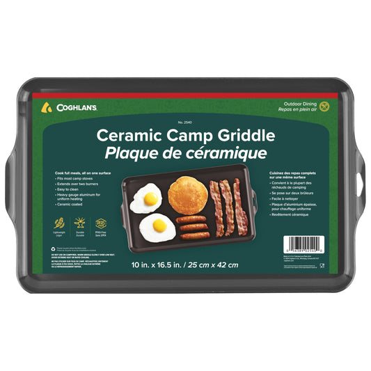 Coghlan's Camp Griddle, Lightweight Aluminum, 16.5 x 10" size, PFAS-Free and Non-Stick Ceramic Coating Cooking Surface for Two Burner Stoves, Ideal for Camping and Outdoor Cooking