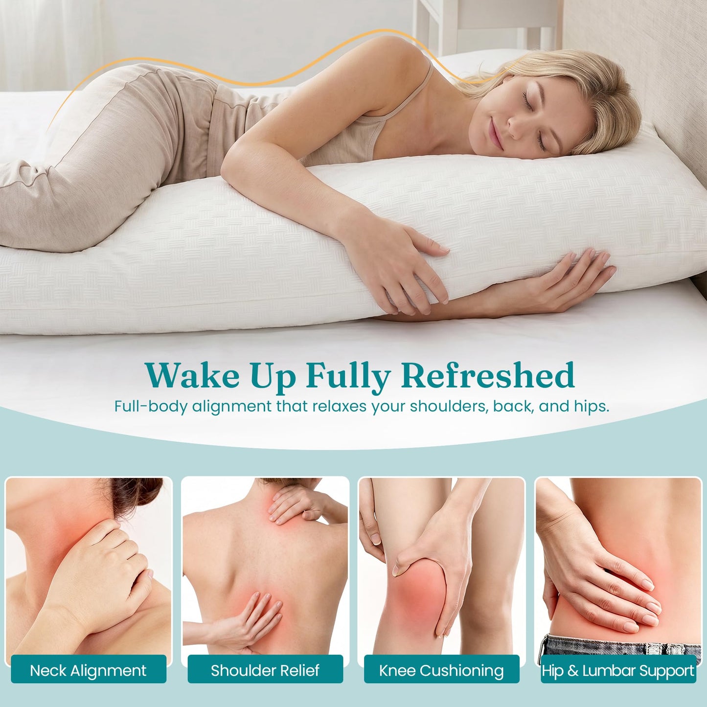 Oubonun Full Body Pillow for Adults, Soft and Fluffy Large Body Pillow for Sleeping, Premium Long Bed Pillow for Side Sleepers(21x54,Cream)