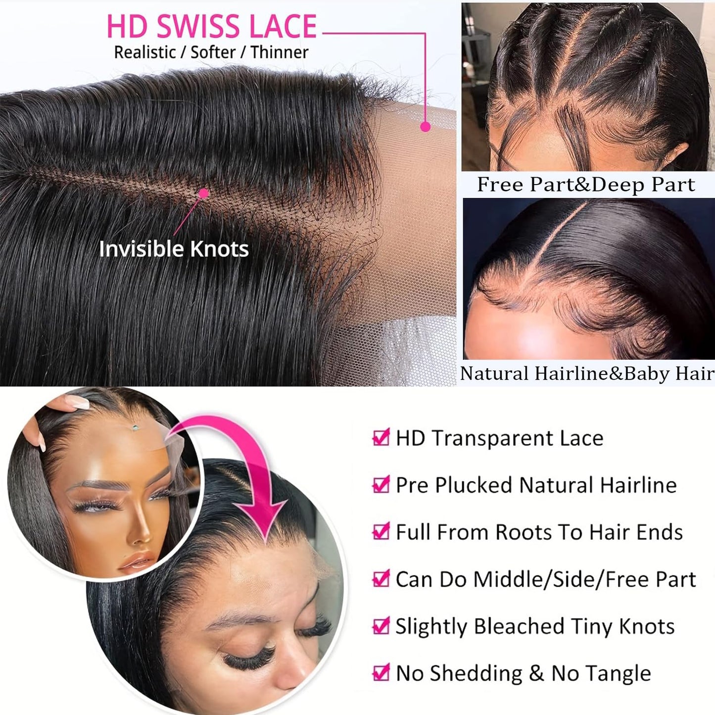 8 Inch+10 Inch Bob Wig Human Hair 13x4 HD Transparent Lace Front Bob Wigs Human Hair Straight Lace Frontal Bob Wig Glueless Wigs Pre Plucked With Baby Hair for Black Women Natural Color