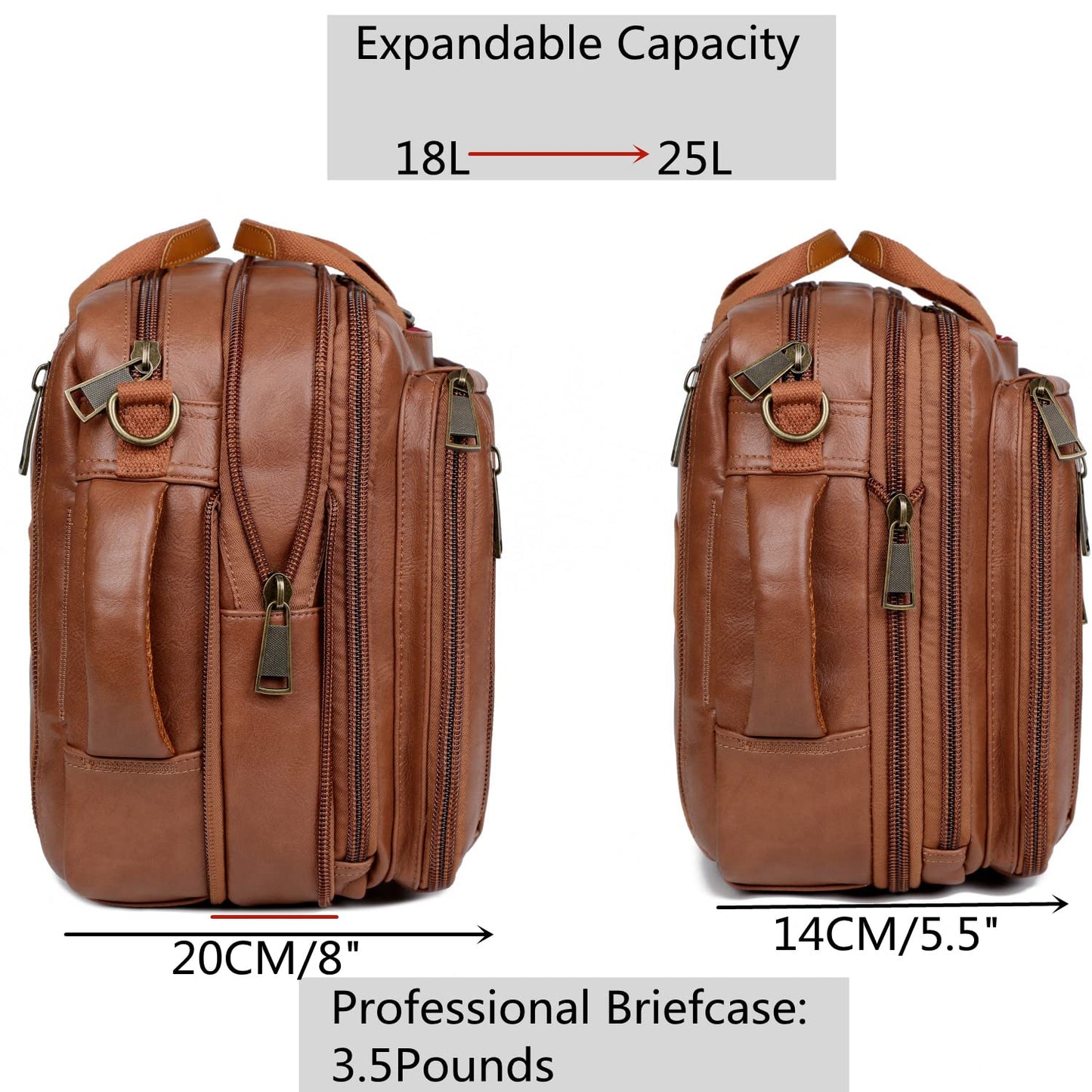 Vegan Leather Laptop Backpack Briefcase Hybrid 15.6 Inch Laptop Travel Backpack Hiking College Backpack for Men BC-04 (Brown)