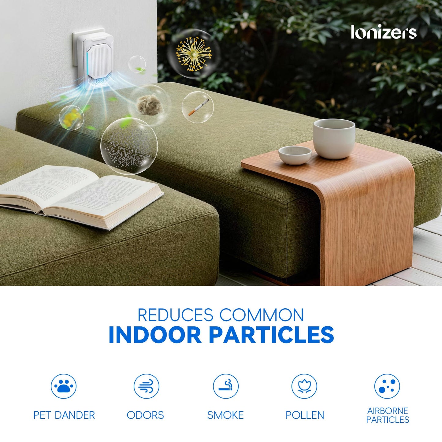 Air Purifiers for Home Pets (2 Pack), Air Ionizers Plug In for Bedroom, Office & Kitchen, Portable Quiet Odor Reducer for Pets, Smoke, Dust & Pollen, Air Freshener, Easy to Use, Low Noise
