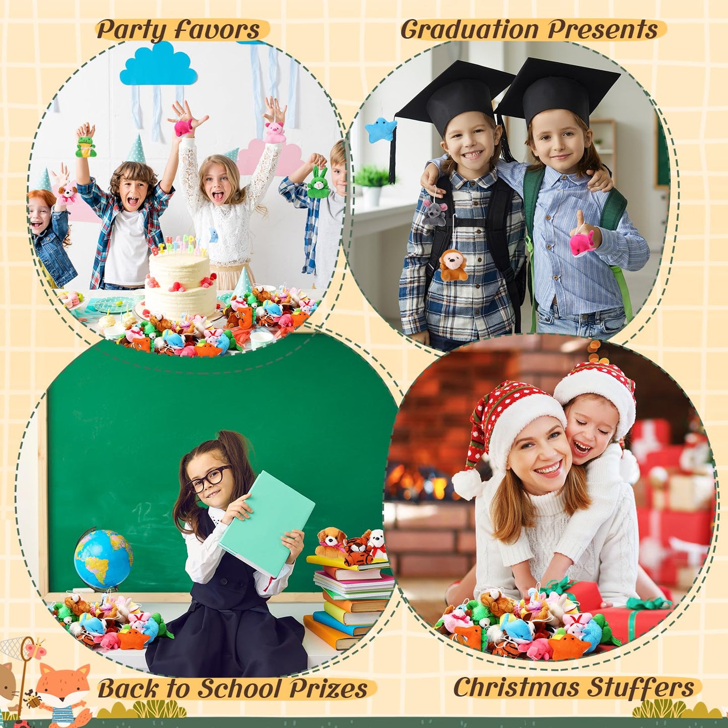 Leyndo 200 Pcs Mini Stuffed Animals Bulk Small Stuffed Animals Keychain Back to School Gifts Tiny Plush Toys for Classroom Rewards Carnival Prizes Birthday Party Favors(Mixed)
