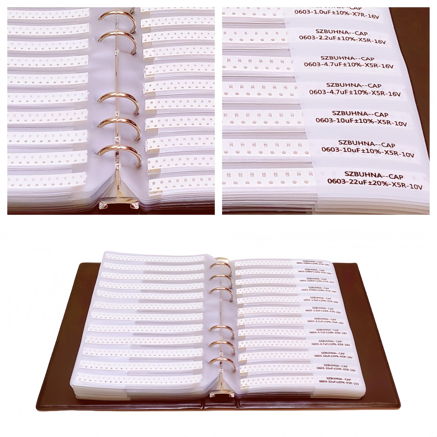 0603+0805 SMD Capacitor Resistor Assortment Kit with Diodes BJT Transistors MOSFETs LEDs (0.5pF-22uF 0-10MΩ ±1%) Total 312 Groups / 7760pcs Electronic Components in One Sample Book