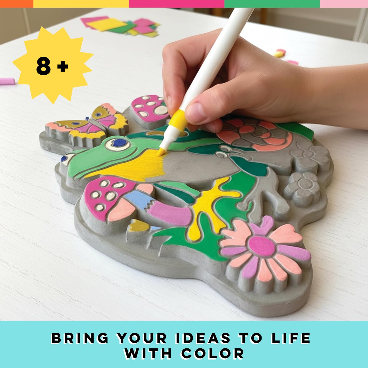 Bright Stripes iHeartArt Marker By Numbers Garden Stone Frog & Mushroom