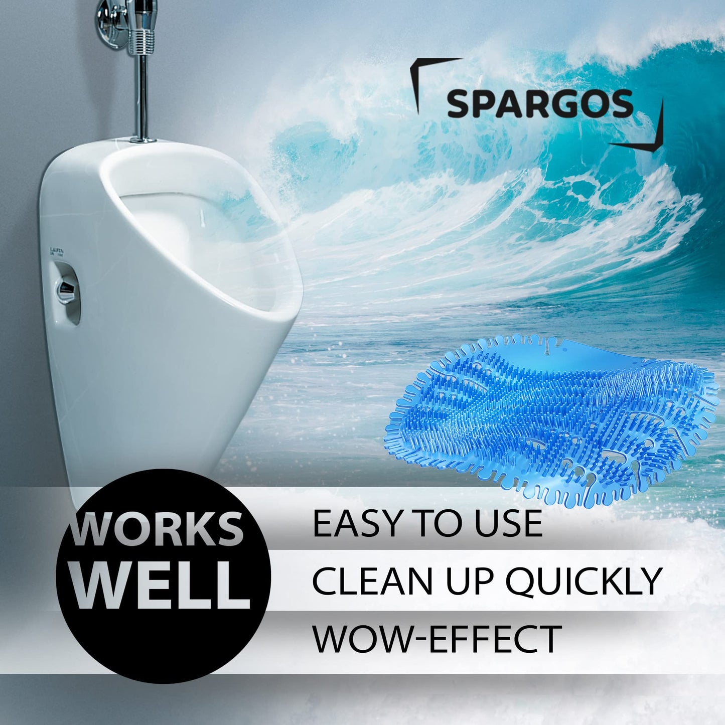 Urinal Screen Deodorizer (36 Pack) - Urinal Cakes Pads - Fresh 3d Wave Anti-Splash - Odor Protection for Toilets in Bathroom Restaurant Office Stadium School with Free Gloves - 36pcs Blue Ocean Breeze