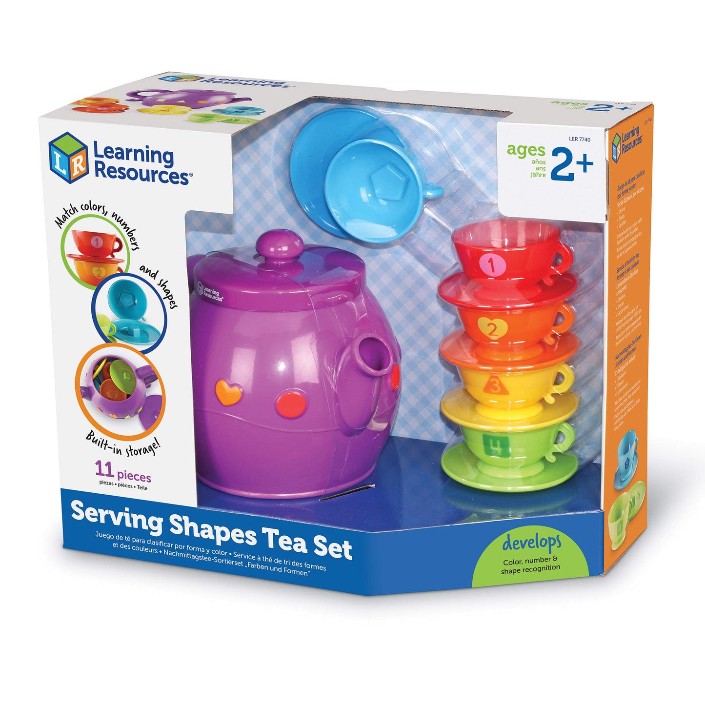 Learning Resources LER7740 Serving Shapes Tea Set, Color Recognition and Counting Toy, 11 Pieces, Ages 2+