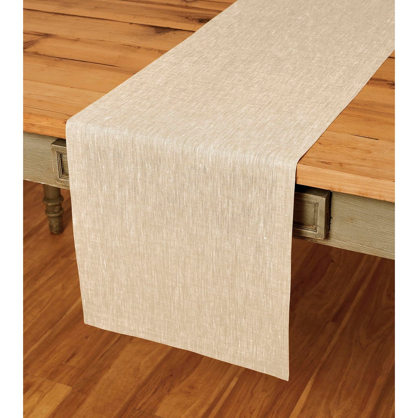 Solino Home Linen Table Runner 144 Inches Long - Athena, 100% Pure Linen Champagne Beige 14 x 144 Inch Table Runner for Dining, Fall, Autumn, Thanksgiving, Christmas