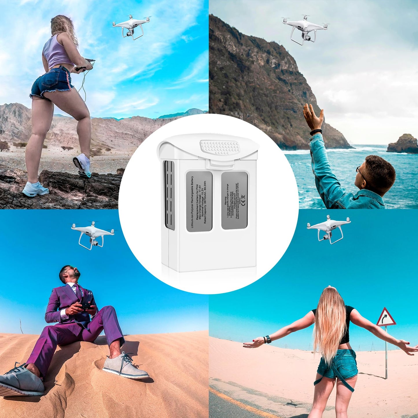 Fantasyo Phantom 4 Battery,5870mAh Intelligent Flight Battery 1 Pack, Compatible with DJI Phantom 4 Pro/Phantom 4 Pro V2.0 / Phantom 4 RTK/Phantom 4 Advanced Series Drone