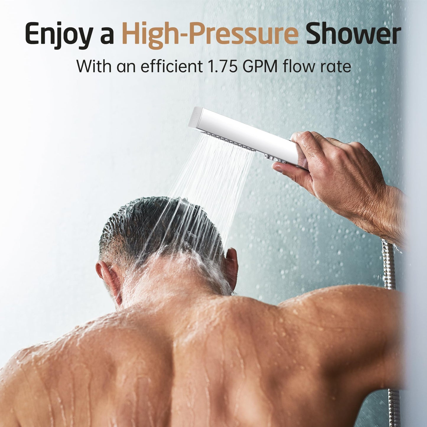 All Metal RV Shower Faucet with Hose and 2 Function Showerhead, KES No Leak Camper Shower Faucet Replacement, SUS 304 Handheld Holder Included, for RV, Travel Trailer, Motorhome, Chrome, XG6105-CH