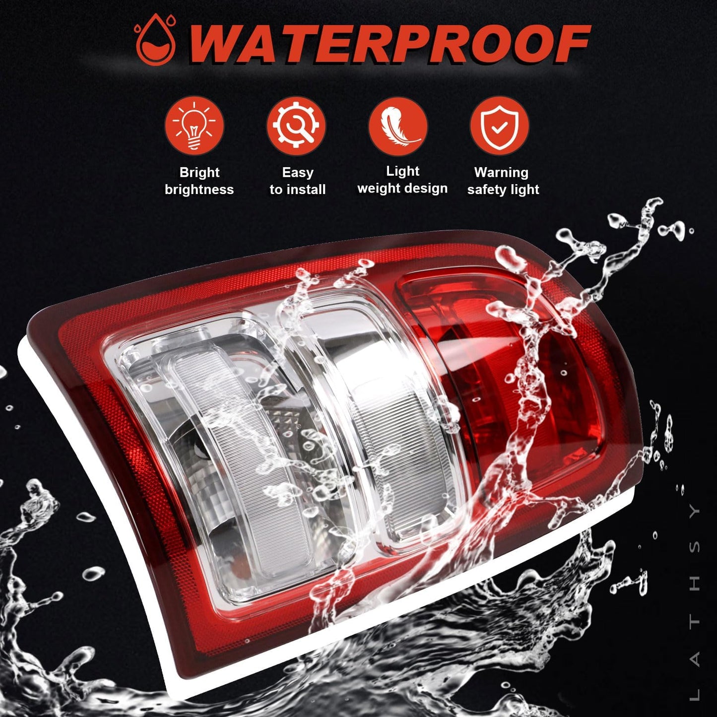 Lathsy Tail Lights Red Bezel Compatible With 2019-2023 Dodge Ram 2500 Left Driver Side Replace:68361715AD