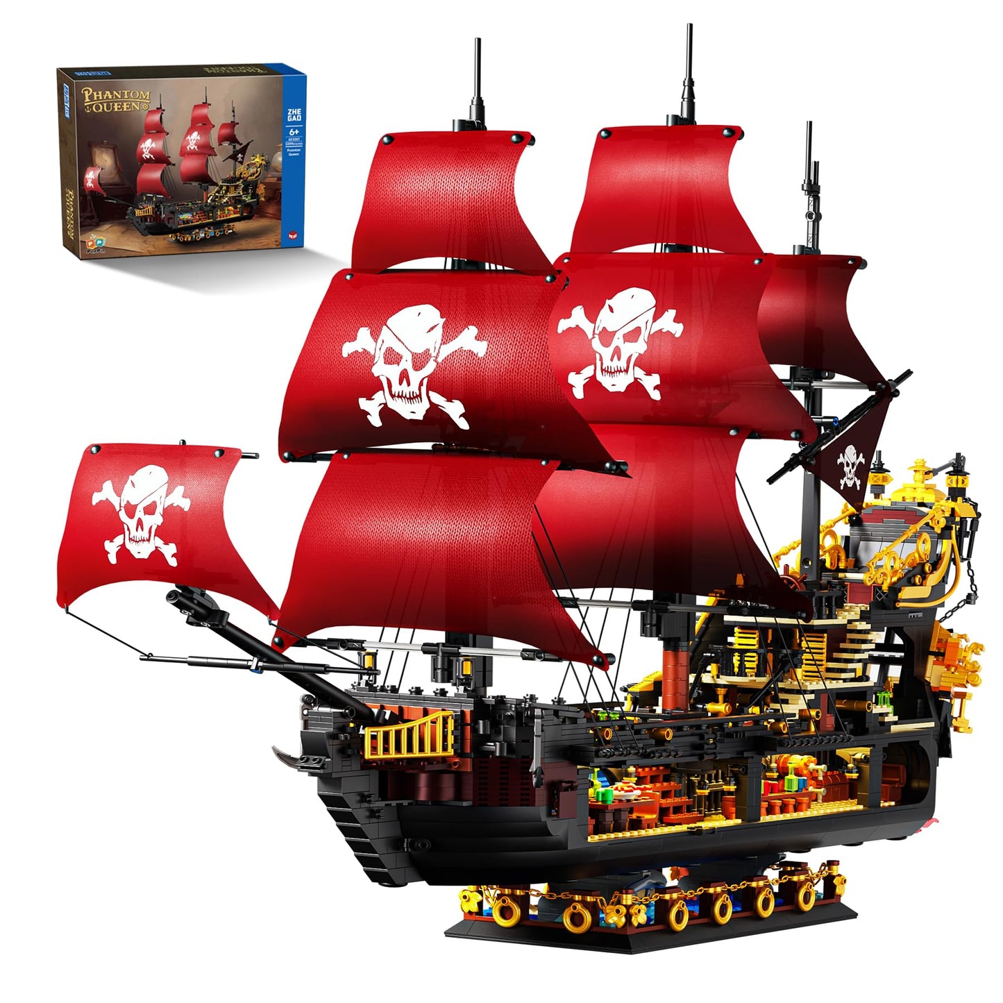 Adult Pirate Ship Building Kit, Queen Anne's Revenge Pirate Ship Mini Building Block Sets for Adults, Construction Toys Gift for Teens & Men, Not Compatible with Lego Pirate Ship, 3399 PCS
