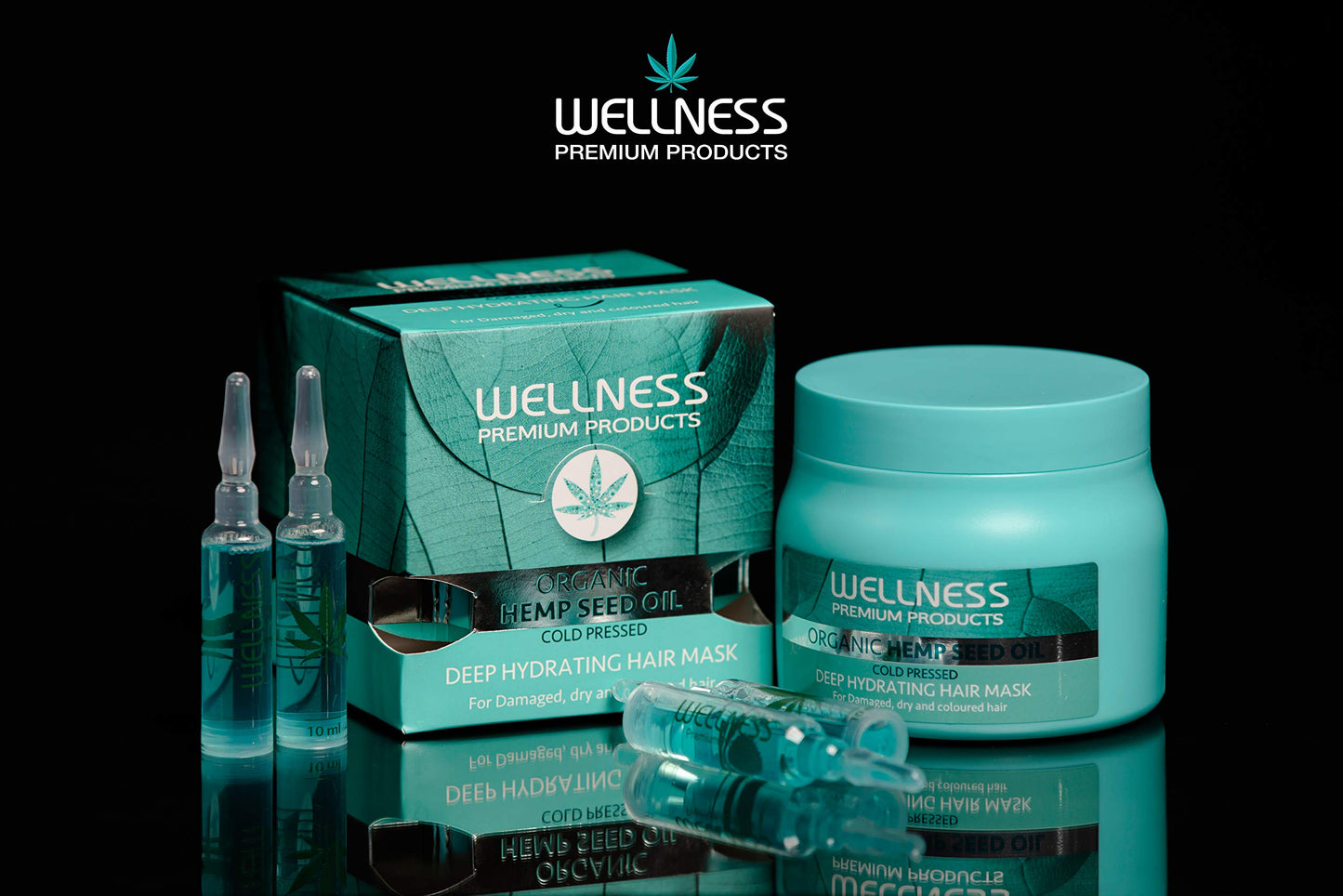 Wellness Premium Products Organic Hemp Seed Oil - Deep Hydrating Mask & Ampoule Treatment (500ml)