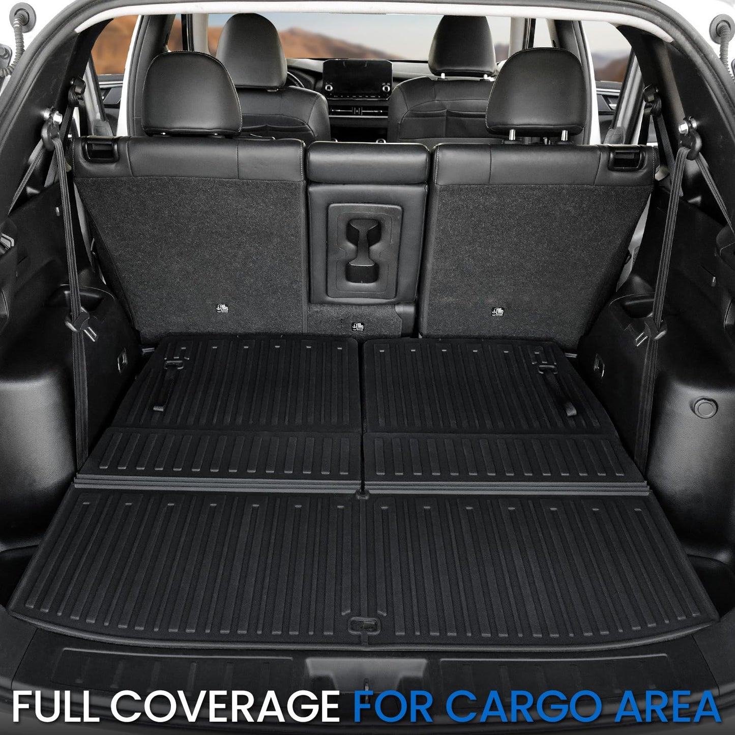 JOULARISE Cargo Liner Backrest Mats for 2022-2025 2026 Mitsubishi Outlander (Not Fit Sport or PHEV), All Weather TPE Cargo Trunk Mat Seat Back Protectors Accessories(Cargo Mat+3rd Row Backrest Mats)