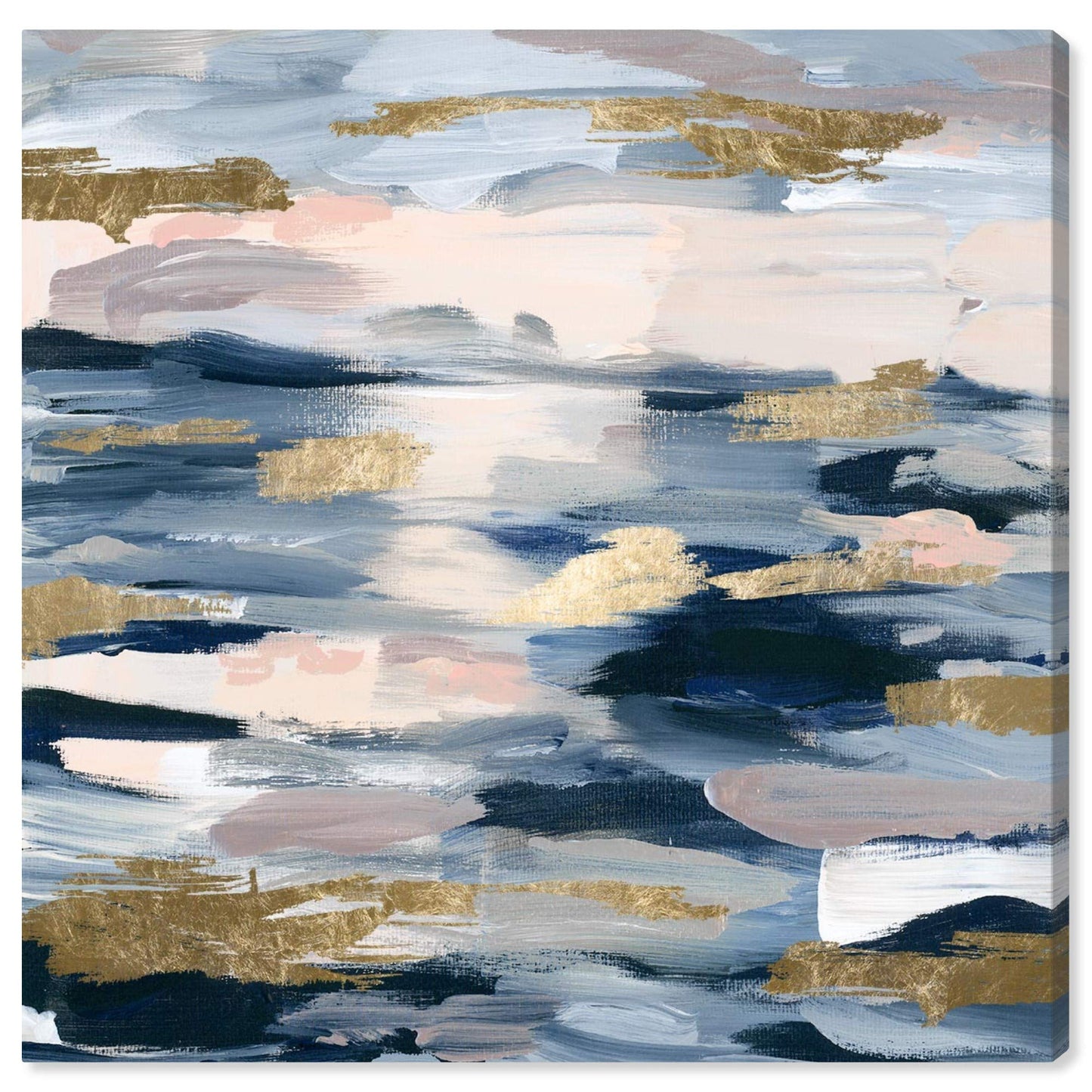Smoke on the Water by Oliver Gal | Contemporary Premium Canvas Art Print. The Abstract Wall Art Decor Collection. 20x20 inch, Blue