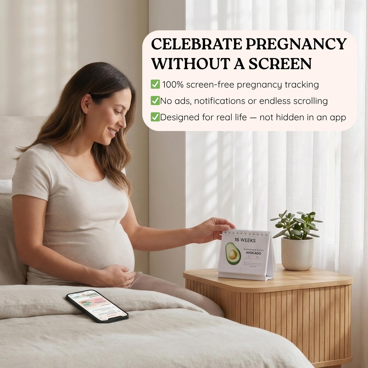 Newborn Nest Pregnancy Calendar for Expecting Mothers - Weekly Baby Growth Tracker with Fruit & Vegetables, Quotes & Development Facts | 72-Page Flip Calendar | Pregnancy Gifts for First Time Parents