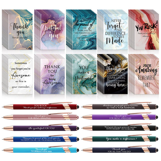 Kosiz 240 Pcs Back to School Student Gifts Teachers Bulk Motivational Mini Notebooks with Inspirational Thank You Pens for Employee Appreciation Gifts Coworkers Team Staff Office