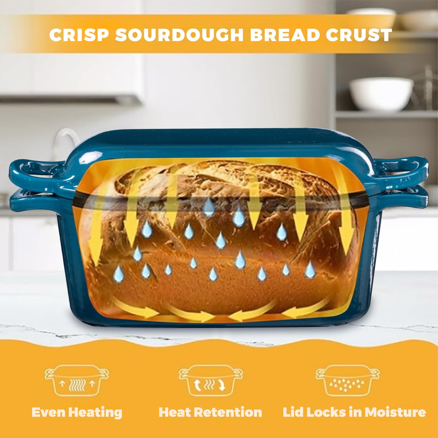 GdnWings 4.6 Quart Dutch Oven for Sourdough Bread Baking, Combo Oval Enameled Cast Iron Bread Pan with Lid, Bread Dutch Oven for a Crispy Crust, Teal