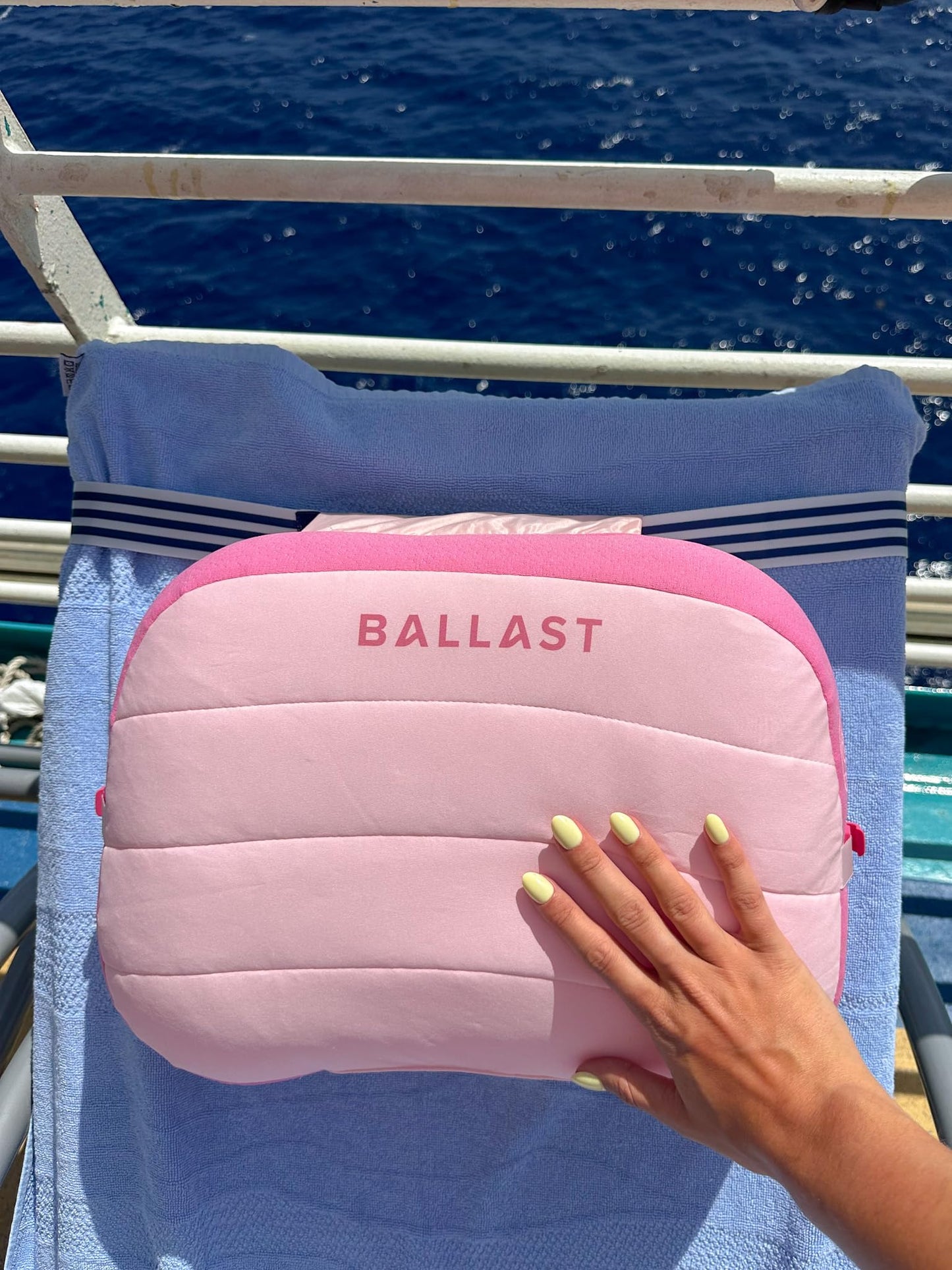 Ballast Beach Pillow – Comfy, Durable & Compact, Stays Put on Windy Beaches with Patented Sand Pouch, Inflatable Pillow for Beaches, Pools, Camping, Festivals and Travel (Flamingo Pink)