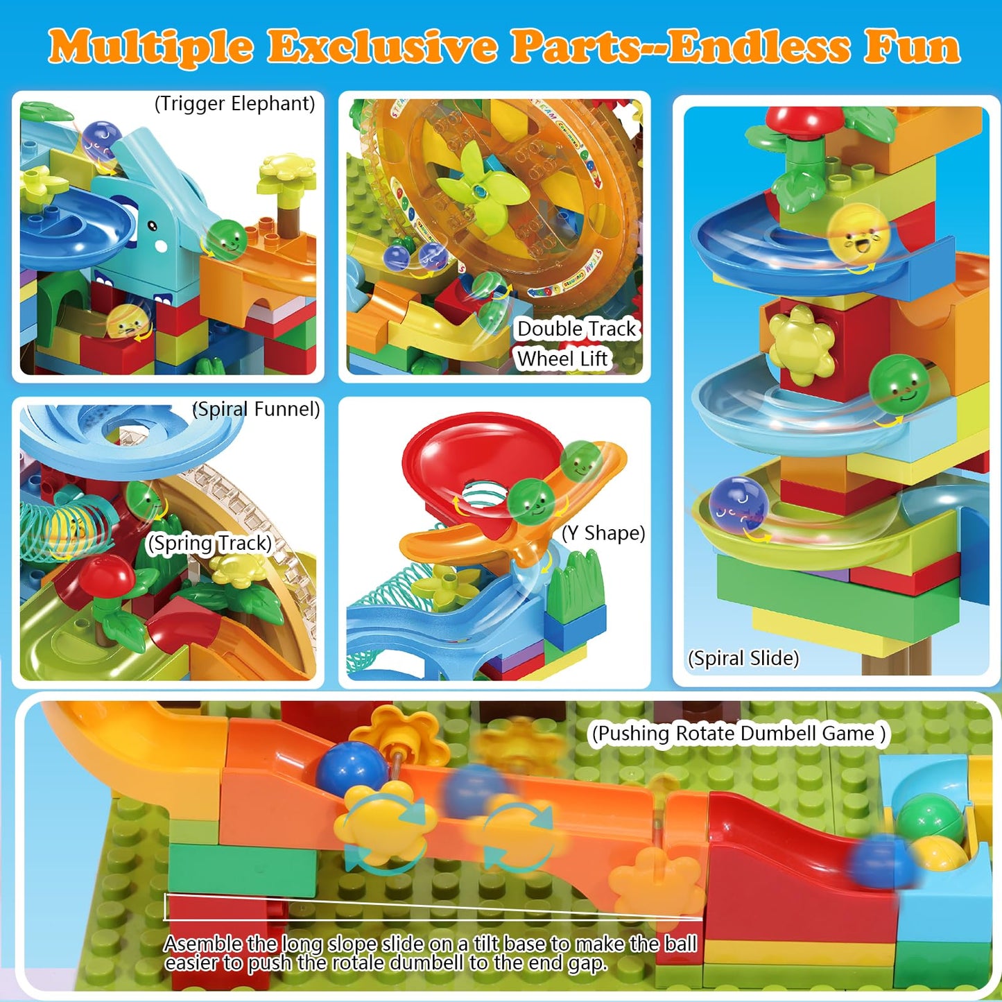 Marble Run Building Blocks Kid Toys Ages 4-8,Montessori Education Preschool Learning STEM Toys for 3 4 5 6 8 Year Old Boys and Girls Christmas Birthday Gifts,Puzzle Marbles Track for Kids Games