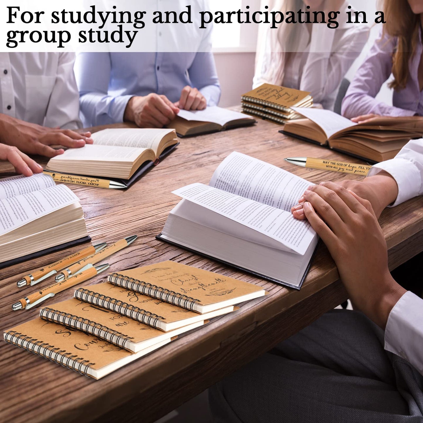 Kosiz 100 Pcs/ 50 Set Father's Day Christian Gift Bulk Include Spiral Notebook and Bible Verse Ballpoint Pen Prayer Journal Religious Gift for Church Members & Study Groups Men Women Sunday School