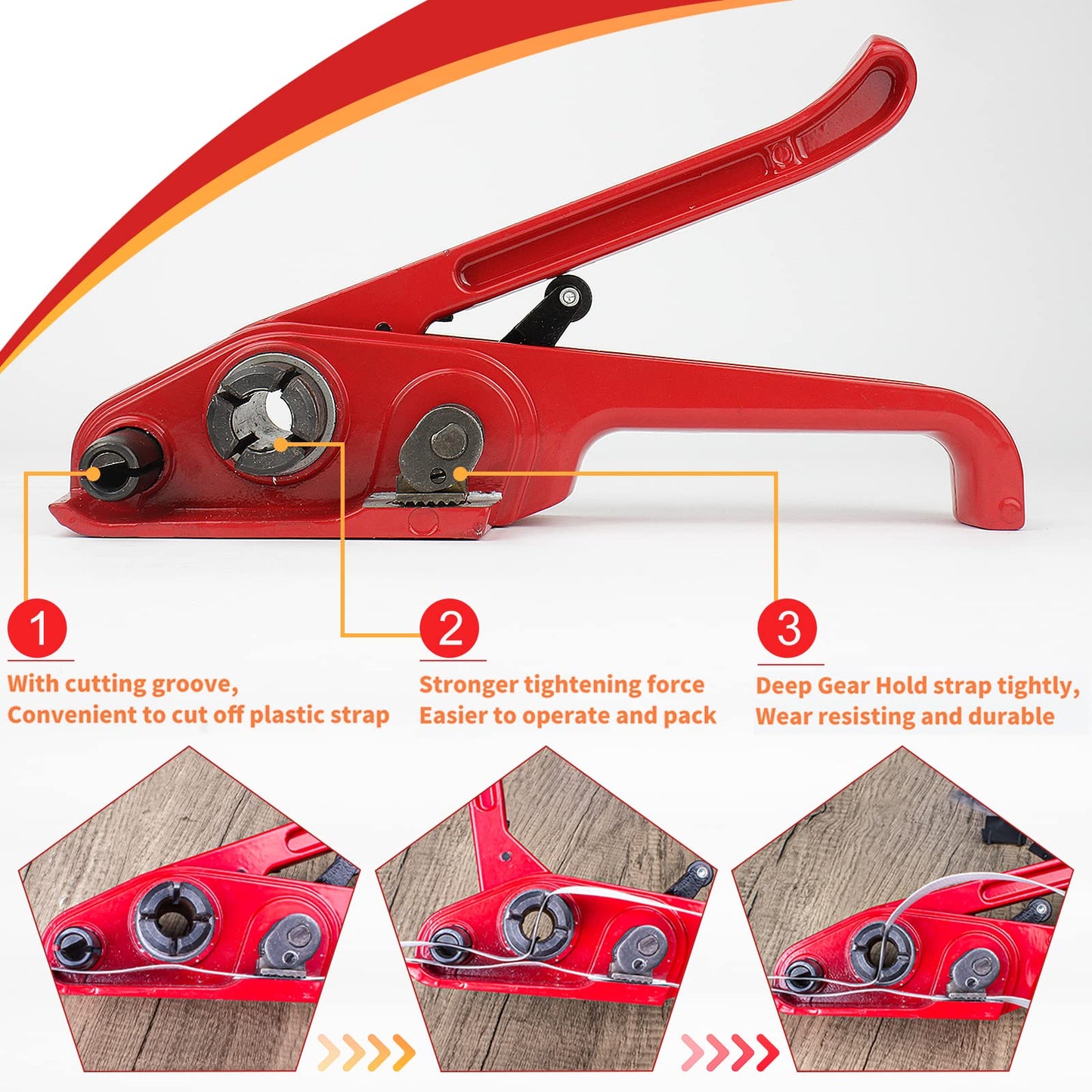 Box Packing Strapping Tool, Manual Sealer Heavy Duty Poly Strapping Tensioner Cutter Tool Kits for 1/2"-3/4" Wide Strap with 328ft Straps & 100 Buckles 50 Label 100 Edge Protectors