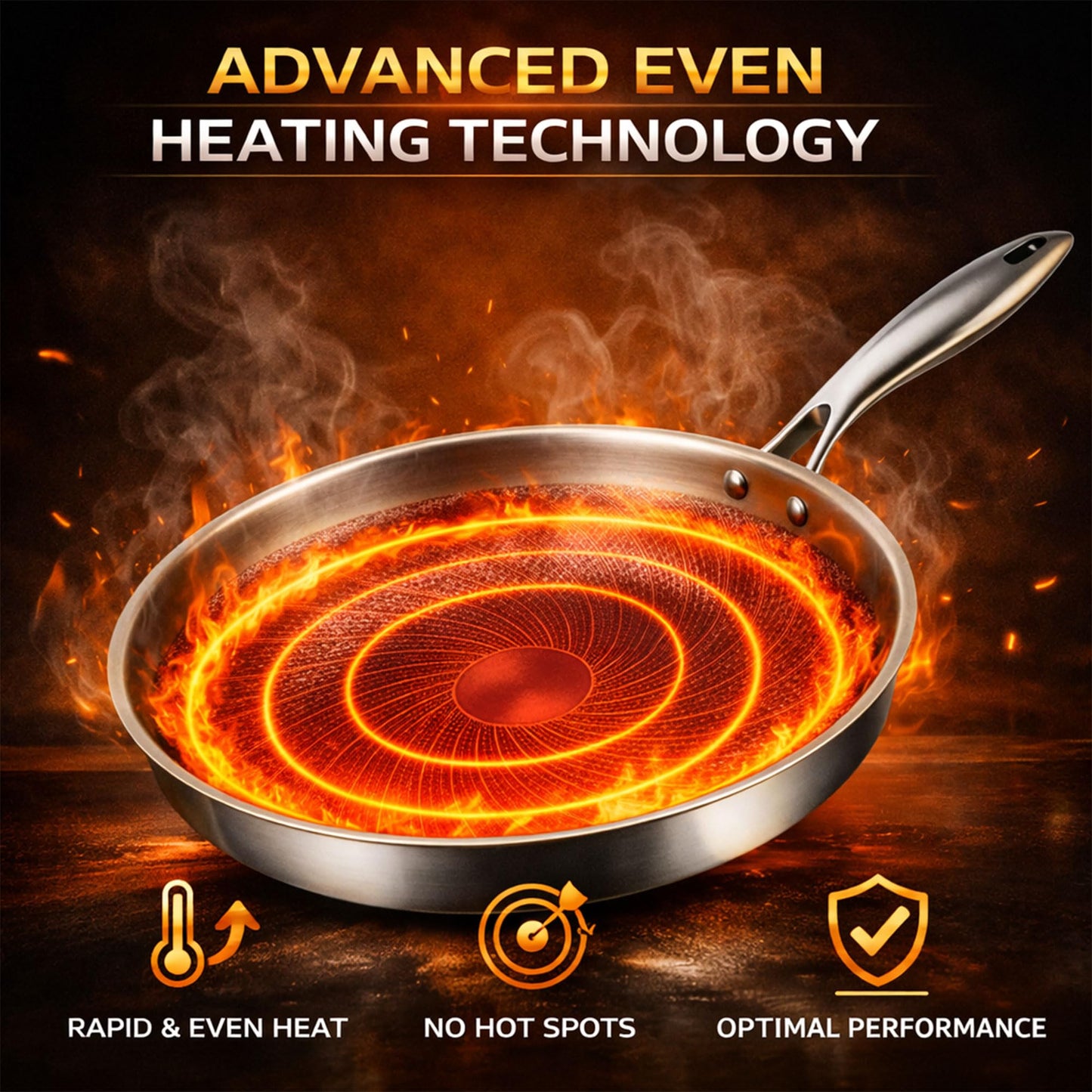 LIBSTP Pure Titanium Hammered Frying Pan with Lid, 10 Inch Skillet, No Coating Cookware, Even Heat, Scratch Resistant, Oven Safe, for Steak, Eggs, Salmon, Gas Electric Induction