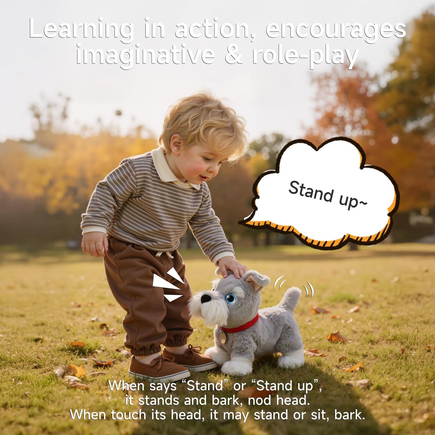 TUMAMA Voice-Activated Control Stuffed Animal Pet Toys, Electronic Interactive Plush Dog Toy that Walking, Talking, Barking, Tail Wagging, Realistic Robot Puppy Toy for 3+ Boys and Girls