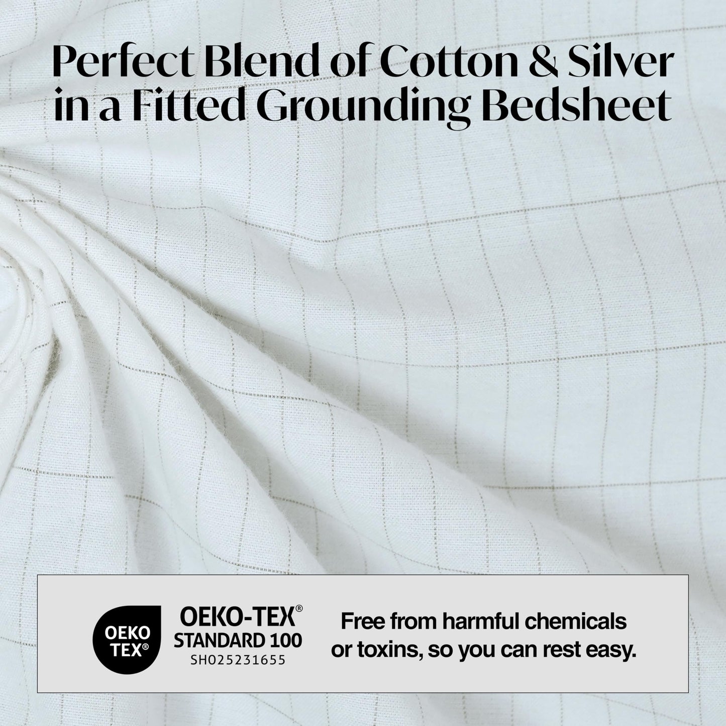 Grounding Sheets King Size 76x80x13.5 Inches – Organic Cotton with Silver, White Grounded Sheets King Size for Overall Improved Wellbeing, with 15 ft Grounding Cord