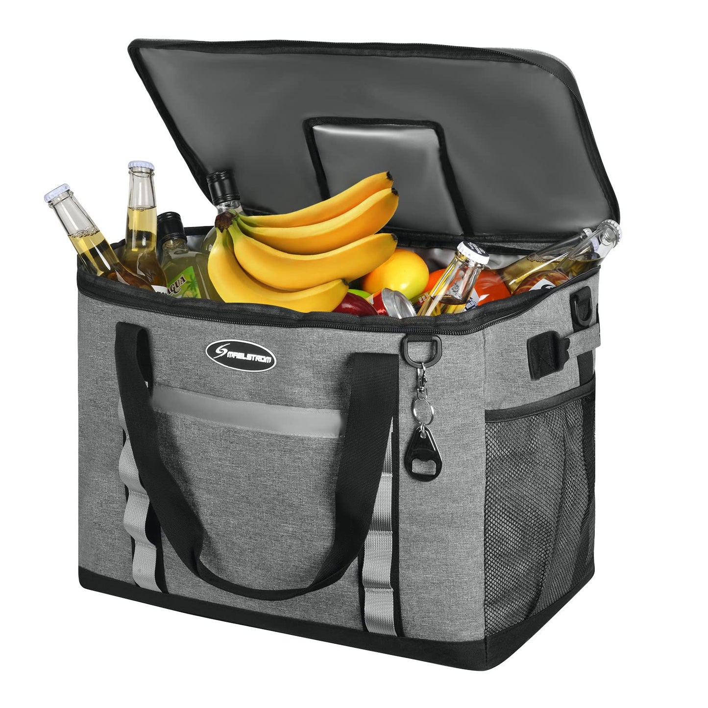 Maelstrom Collapsible Soft Cooler Bag,35/55/75 Cans Beach Cooler with Flip Top Lid, Ice Chest, Leakproof & Portable for Beach, Camping, Road Trips & Grocery Shopping (Grey, 75 Can)