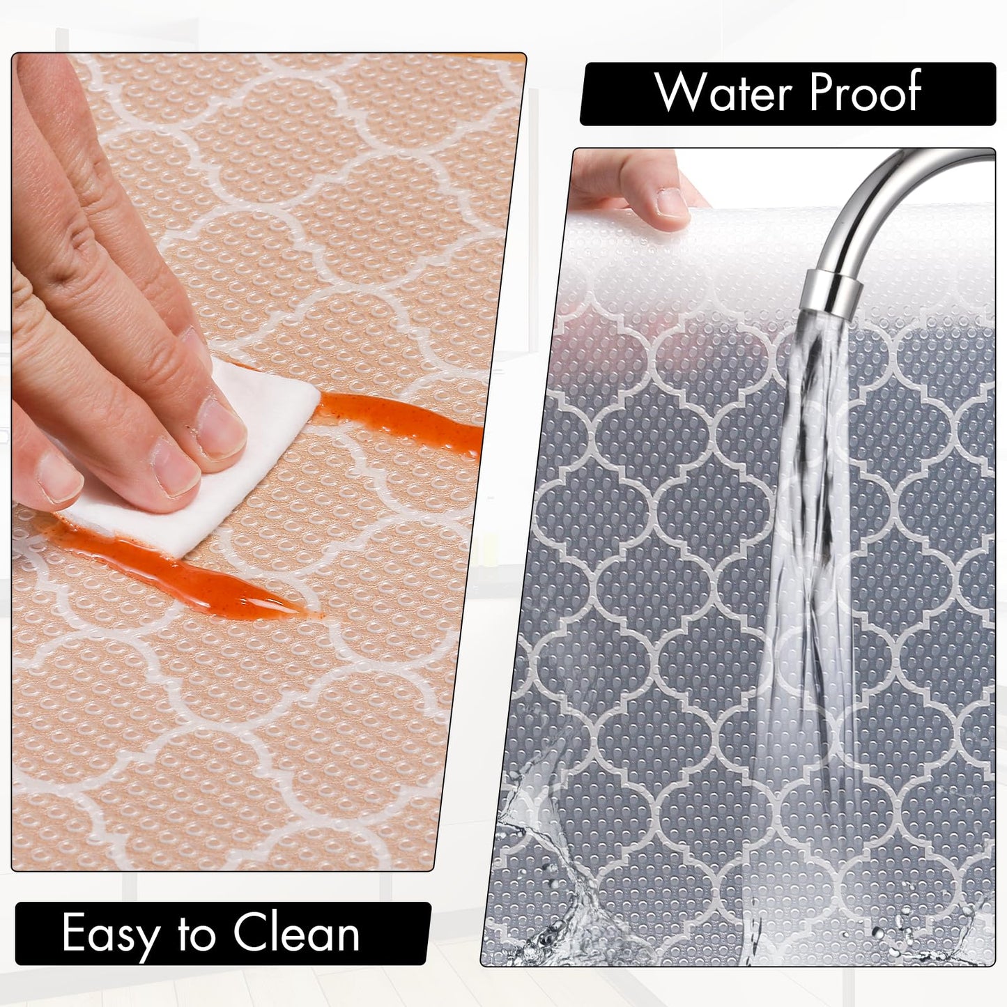 Cooyes Shelf and Drawer Liners for Kitchen Cabinets, Non Adhesive Cabinet Liner, EVA Waterproof Durable Non-Slip Drawer Mats for Shelves, Fridge, Storage, Kitchen Cupboards – Modern Pattern