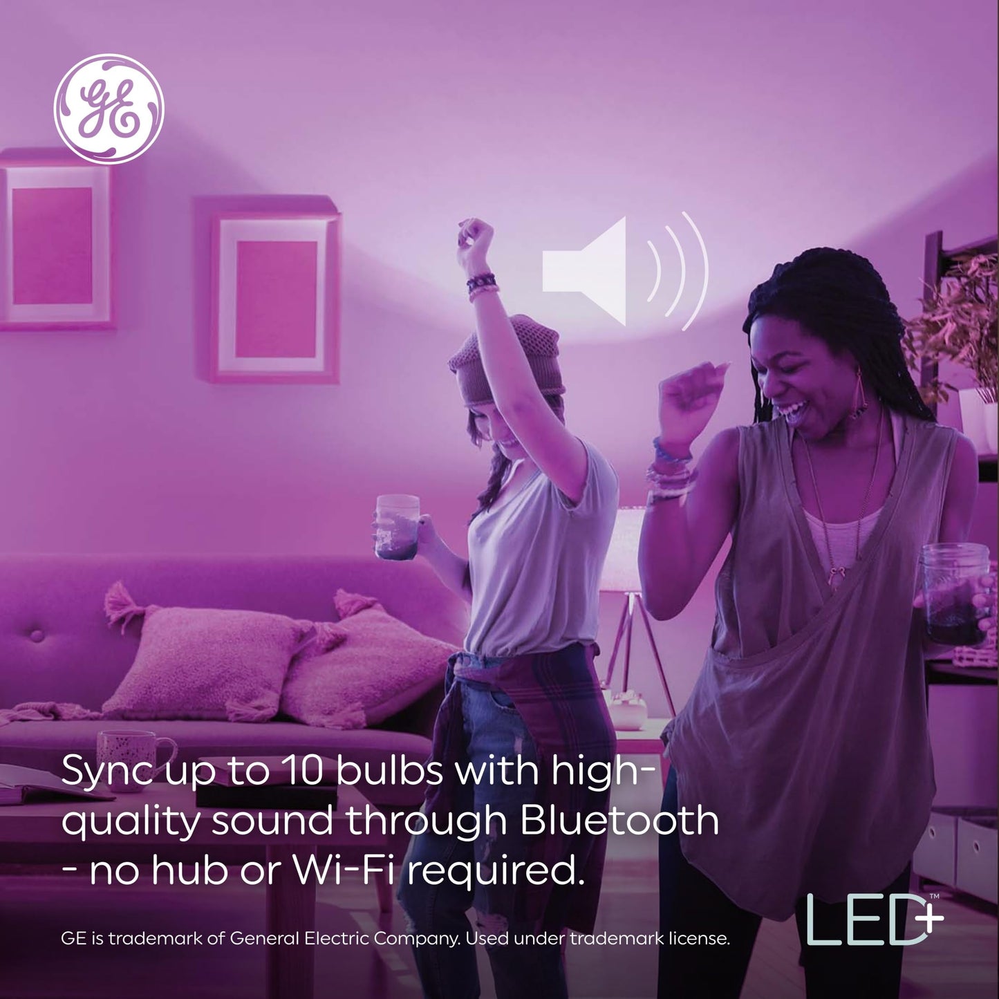 GE LED+ Color Changing Speaker LED Light Bulb with Remote, Daylight and Multicolor, A21 Standard Bulb (1 Pack)