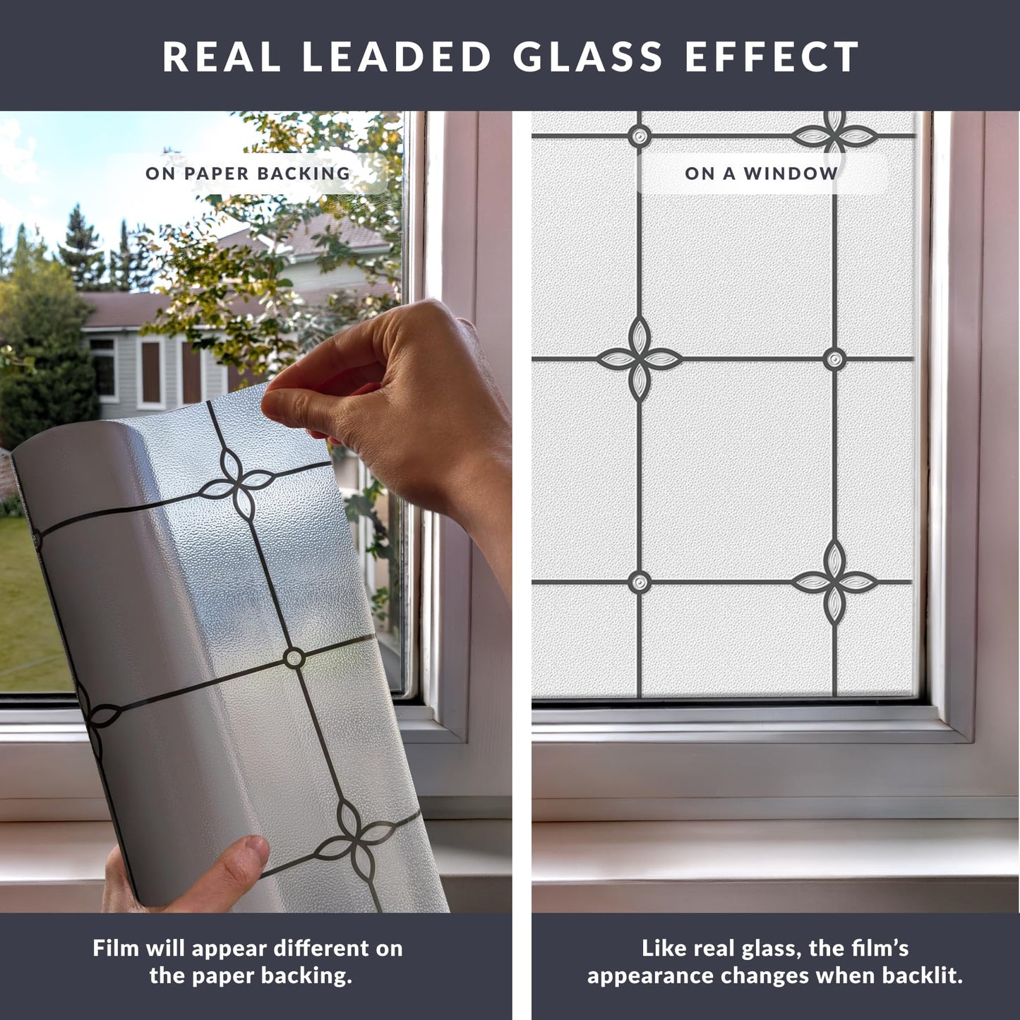 Victoria Window Privacy Film by Artscape - Textured Leaded Glass Design, Static Cling, Allows Natural Light in, UV Protection, Non-Adhesive Water-Applied Installation, Made in USA - 36 x 72 Inch