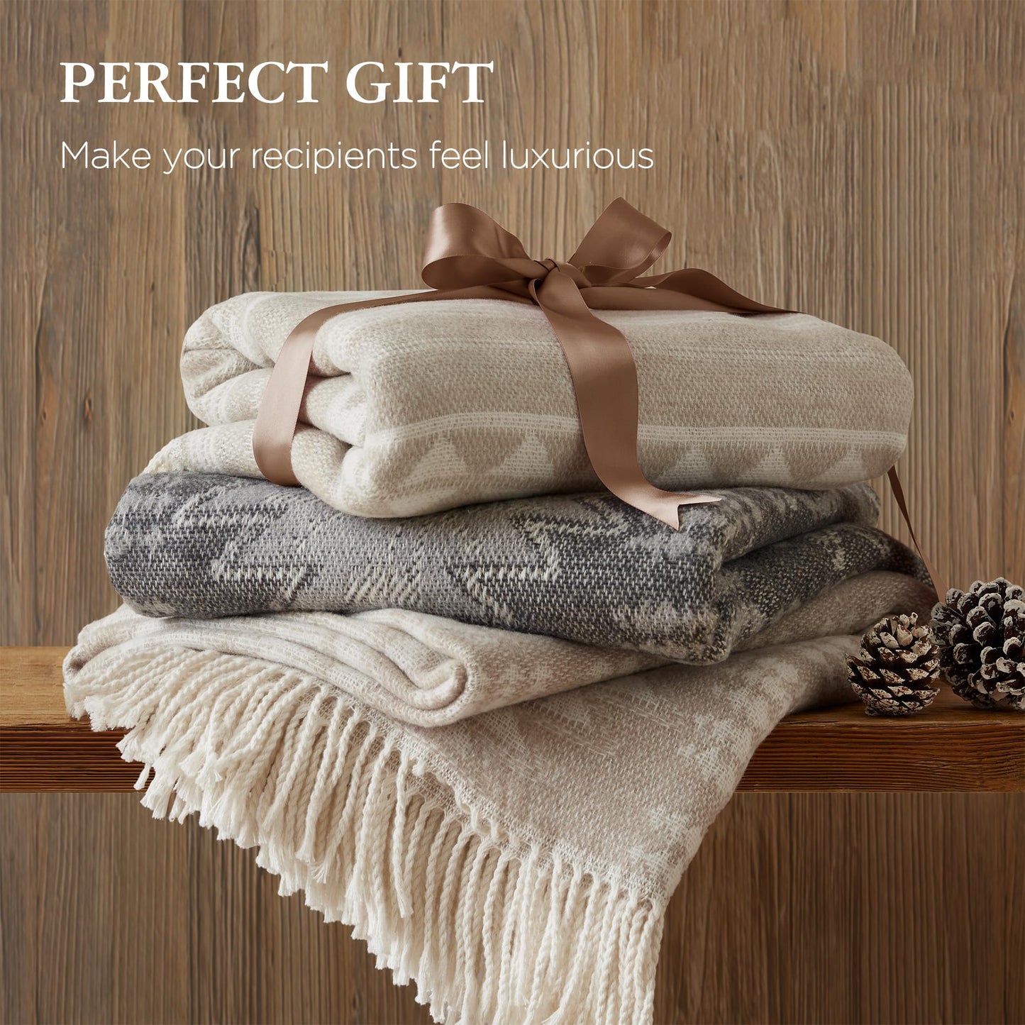 Woolrich Cotton Blend Jacquard Throw with Fringe Edge, Lightweight All-Season Decorative Throw Blanket, Machine Washable, Oeko-TEX Certified, Neutral Aztec, 50"x60"