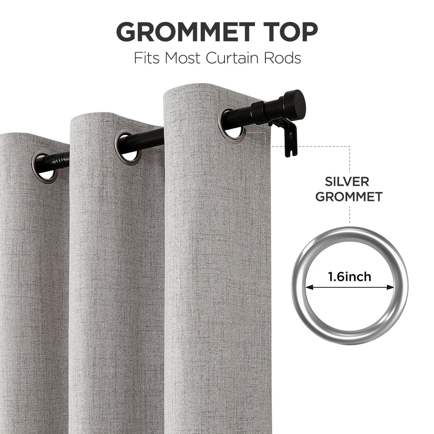 Joydeco Blackout Curtains 96 Inches Long, Light Blocking Curtains for Bedroom 2 Panels with Grommets, Thermal Insulated, Noise Reducing Room Darkening Drapes Privacy Protection for Living Room Window