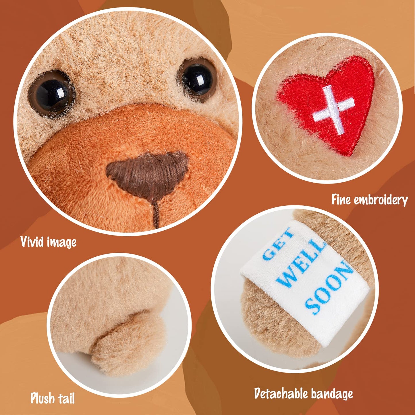 Houwsbaby 31cm Get Well Soon Teddy Bear Stuffed Animal Get Well Soon Bear Stuffed for Kids Women After Surgery Gifts for Kids Broken Arm Teddy Bear Feel Better Bear (Bear)