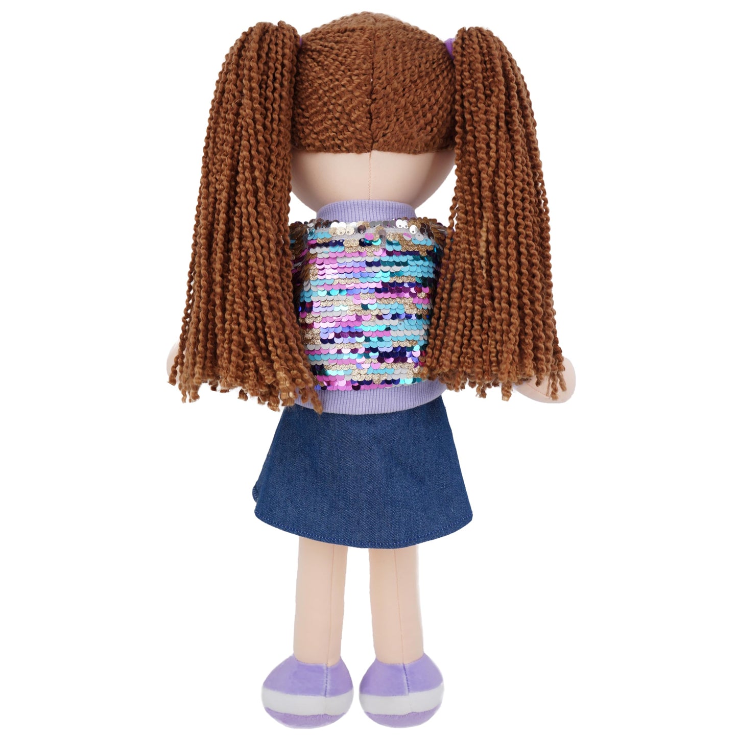 June Garden 18" Snuggle Cutie Sophie Glam - Soft Cuddly Plush Doll Gift for Girls - Huggable Rag Doll - Trendy Outfit L