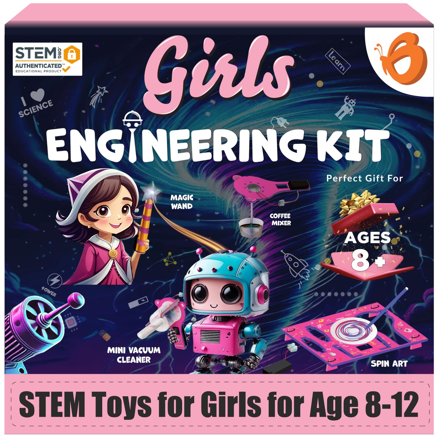 ButterflyEdufields - 100+ STEM Projects | Mini Engineering Kit for Girls Ages 8-10-12-15 | Latest DIY Science Experiments for Kids | Kids Toys