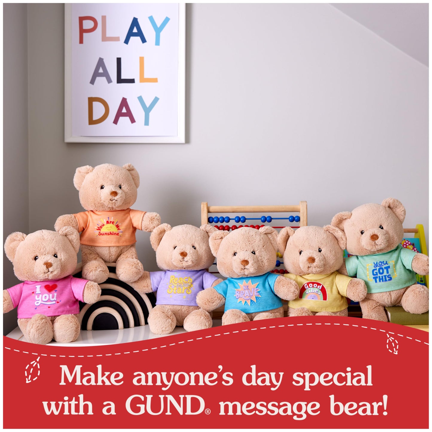 GUND “It's a Girl” Sustainable Message Bear with Pink T-Shirt, Teddy Bear Made from 100% Recycled Materials for Ages 1 and Up, Tan, 12”
