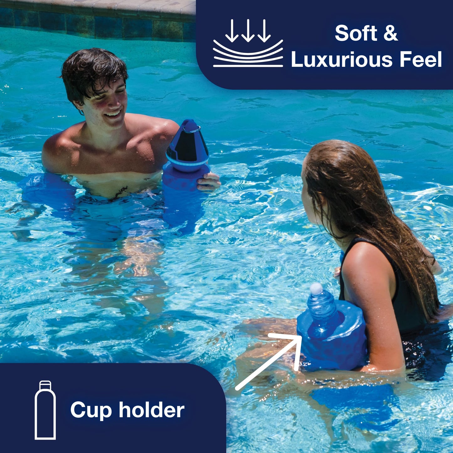 WOW Sports - Blue Foam Pool Noodle - Perfect For Pool Parties & Swim Training - W/ Cup Holder - Floatation Device for Adults & Children - Pool Accessory - 46" Long