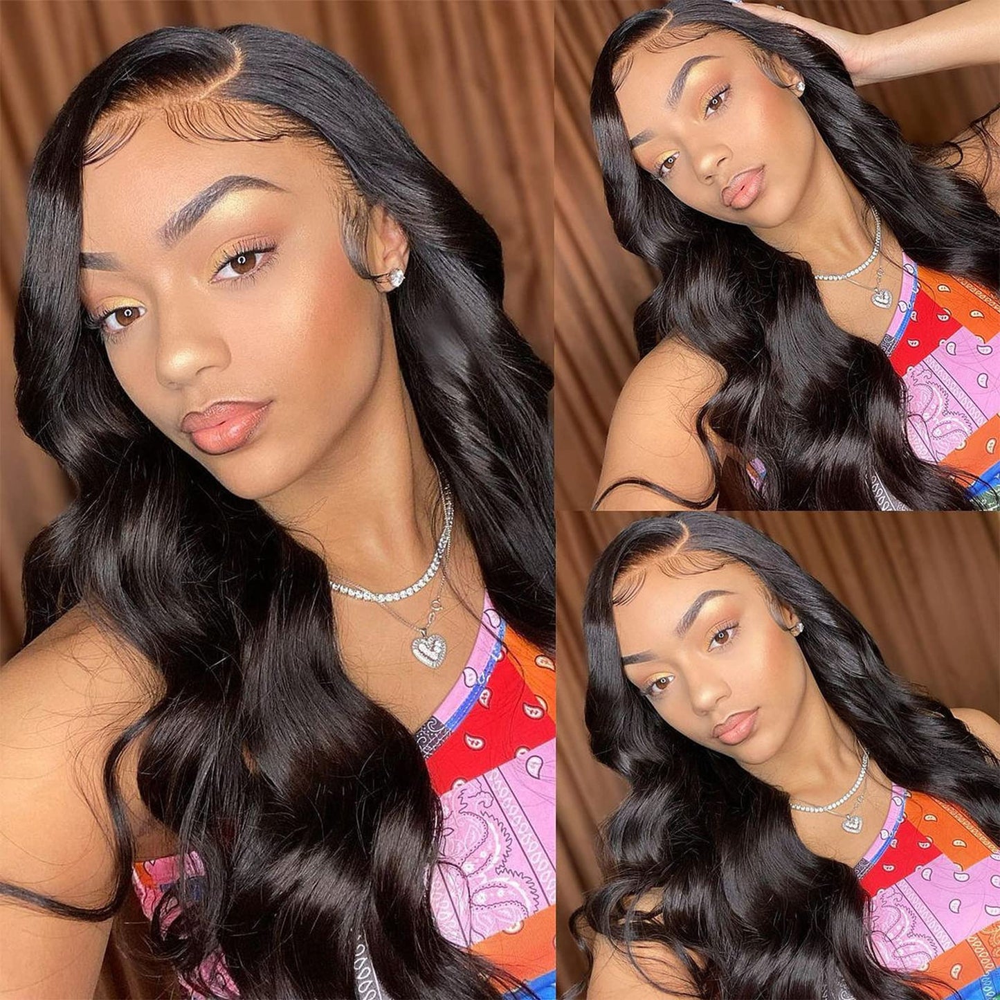 360 Body Wave Lace Front Wigs Human Hair Pre Plucked 180% Density Full Lace Human Hair Wigs Brazilian Virgin Body HD Human Hair Lace Front Wigs for Women Natural Color 22Inch