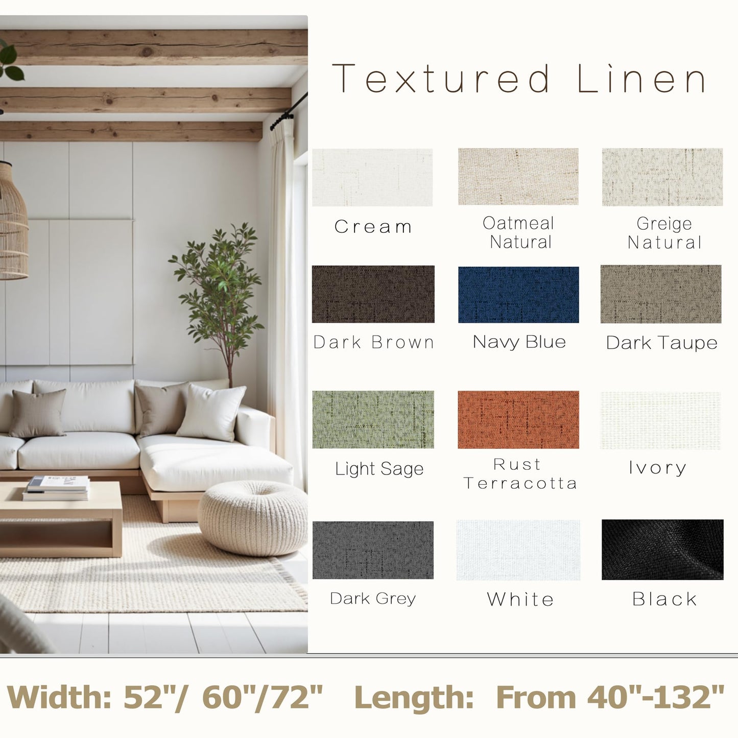 Extra Wide 70 Inch Linen Soundproof Blackout Thermal Curtains for Summer Heat, Noise Reducing Insulated Black Out Sliding Door Curtain for Bedroom 84 Inch Long,Living Room Drapes 84 Length 2 Panel Set