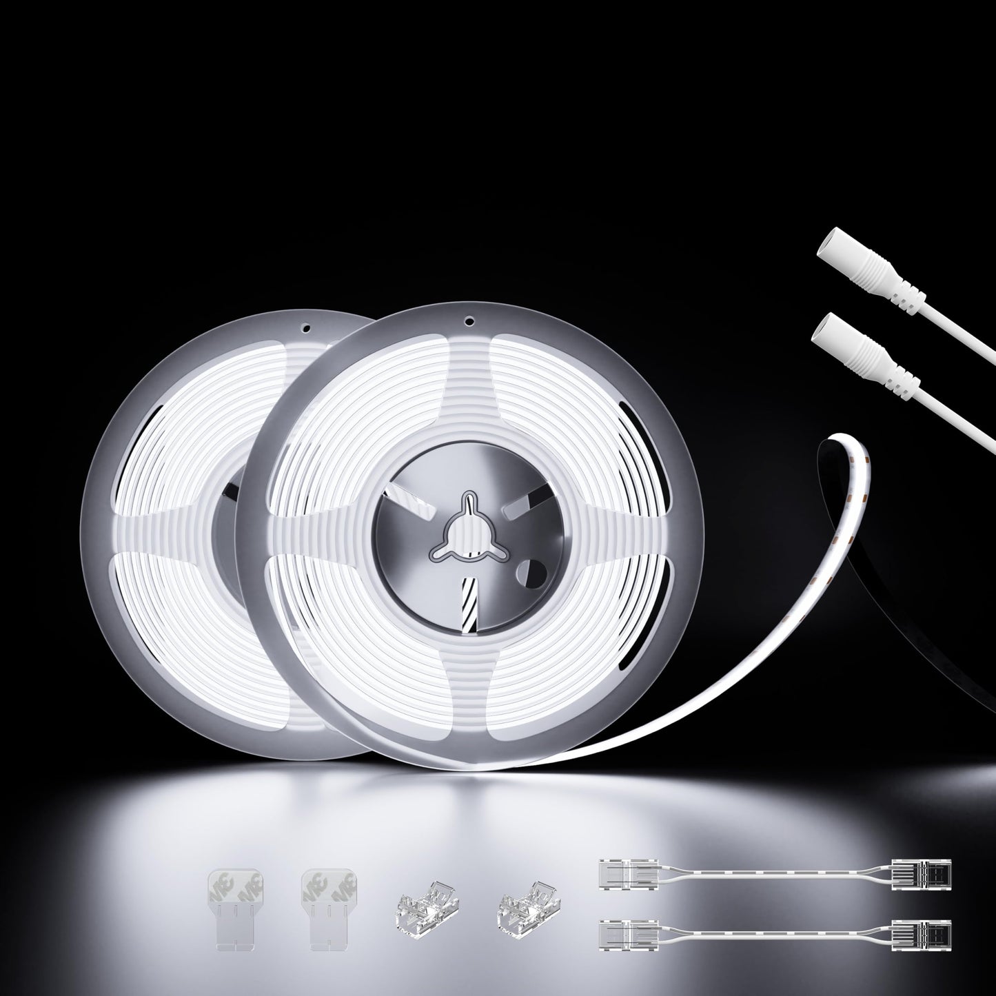 PAUTIX COB LED Strip Lights 48ft/15m Super Bright,504 LEDs/m Daylight White 6000K CRI90+ Flexible LED Tape 24V for Cabinet Home DIY Lighting Projects with 2pcs COB Connector(Power Supply Not Included)