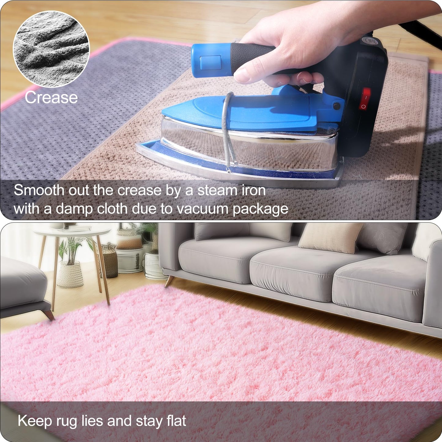 qulint 8x10 Area Rugs for Living Room, Large Fluffy Pink Rug for Bedroom, Soft Shag Shaggy Fuzzy Carpets for Boys and Girls, Modern Alfombras for Kid Room Dorm Room Home Decor (8ft x 10ft, Pink)