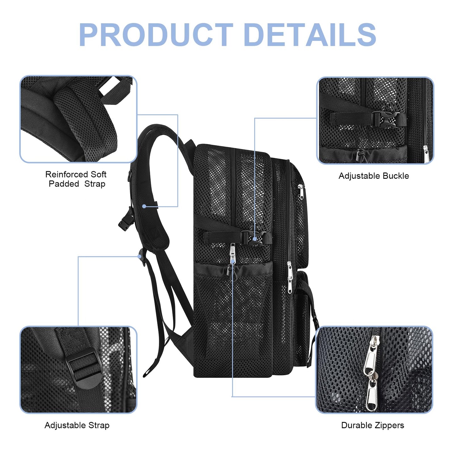 Mesh Backpack for School, 36L Large Heavy Duty Mesh Backpacks for Adults Girls Boys Kids with Inner Laptop Compartment, Mesh Schoolbag for Outdoor Hiking Beach
