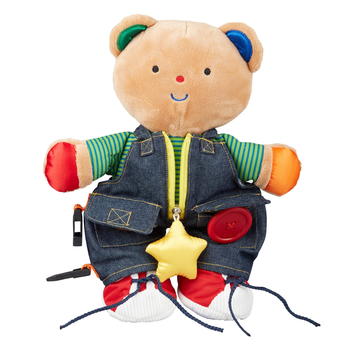 Melissa & Doug K's Kids - Teddy Wear Stuffed Bear Educational ToyPlush Bear Zipper and Button Learning Toy for Toddlers