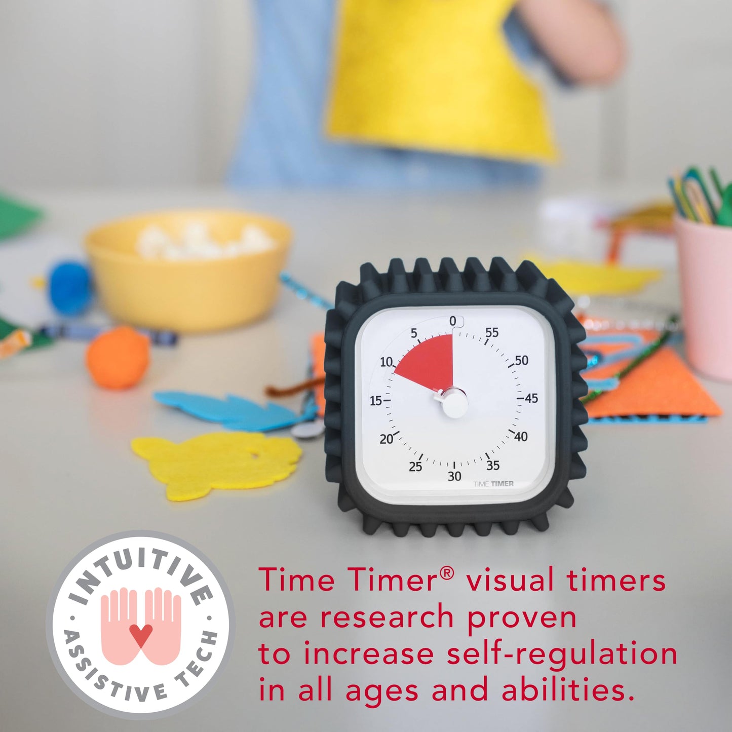 Time Timer MOD with Tire Protective Case - Charcoal Case with Visual Timer - Individual Sized 60 Minute Visual Countdown for ADHD, Autism, Kids, Students, and Pomodoro with Silent Operation (Tread)