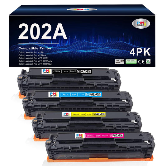 202A Toner Cartridges - 4 Pack Replacement for HP Color Laser Pro M254dw MFP M281cdw, M281fdw M281fdn M281 M254 Series (Black,Cyan,Magenta,Yellow)
