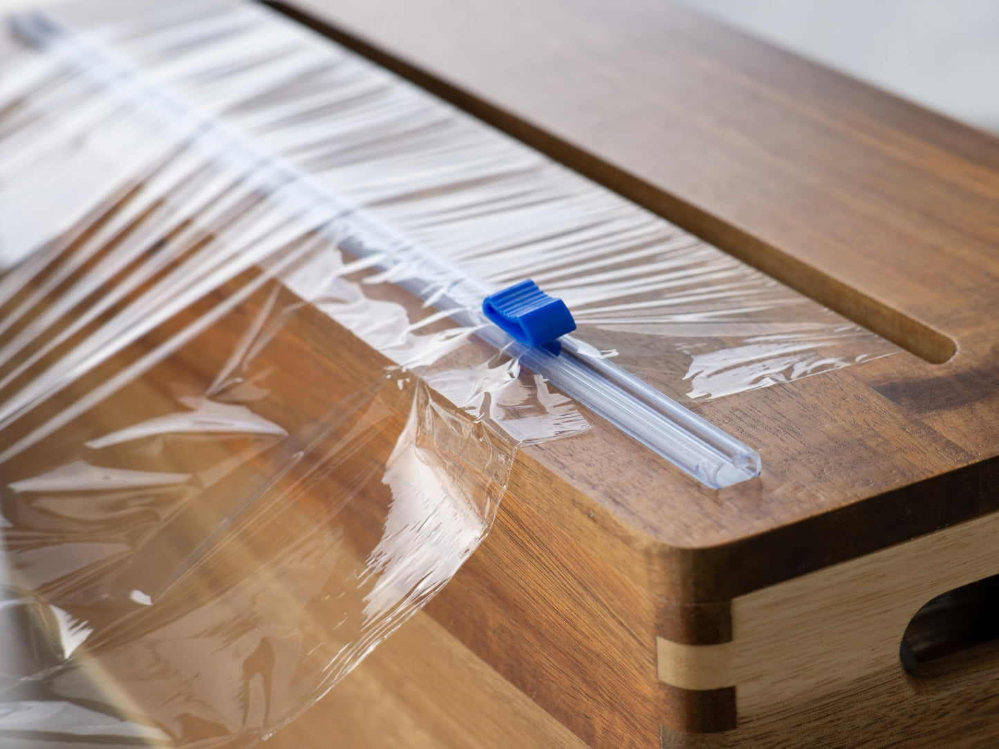 Simluxe 12" Acacia Wrap Dispenser with Slide Cutter – Plastic Wrap, Foil & Butcher Paper Holder for Kirkland, Reynolds, Saran & Sam’s Club Rolls – Countertop or Commercial Use