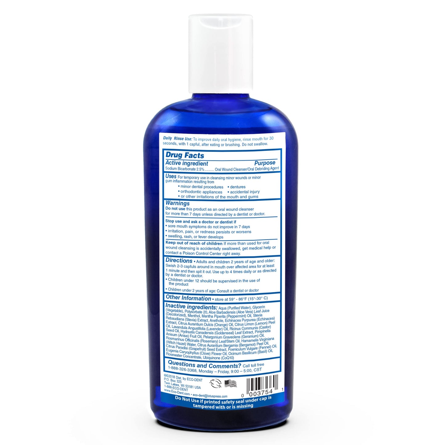 Eco-Dent Alcohol-Free Mouthwash, Mint - Ultimate Essential MouthCare, Oral Care Mouth Wash for Adults, Baking Soda Mouth Rinse with CoQ10/Herbs/Essential Oils, 8 Fl Oz (Pack of 6)